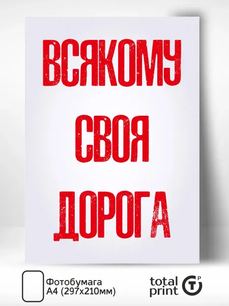 Totalprint Постер на стену для интерьера Всякому своя дорога А4