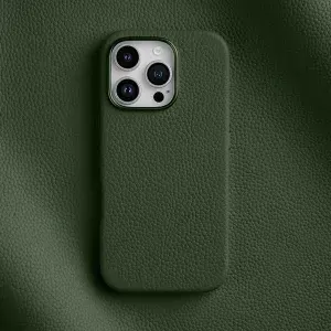 Кожаный чехол накладка с Magsafe Melkco Origin Series для iPhone 16 Pro Max, темно-зеленый