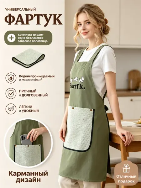 Кухонный фартук с карманами, многофункциональный, для уборки