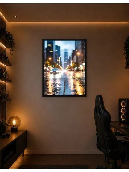 Postersbase Арт-постер Дождливая городская улица ночью 30x40