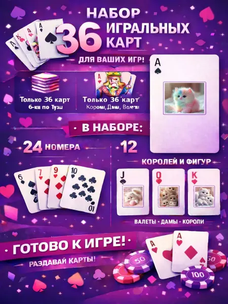 1-й Стикер Постеры колода карт 36 шт full_hd_для_детей_Котики_милые
