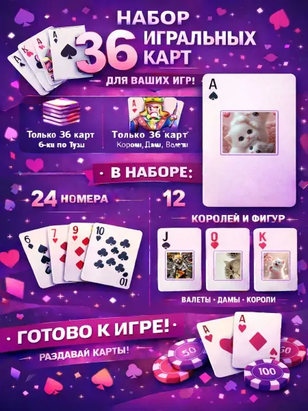 1-й Стикер Постеры колода карт 36 шт full_hd_Котики_милые