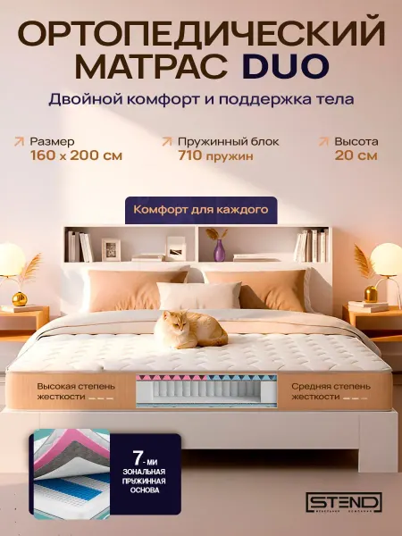 Стендмебель Матрас ортопедический двуспальный Duo, 160*200