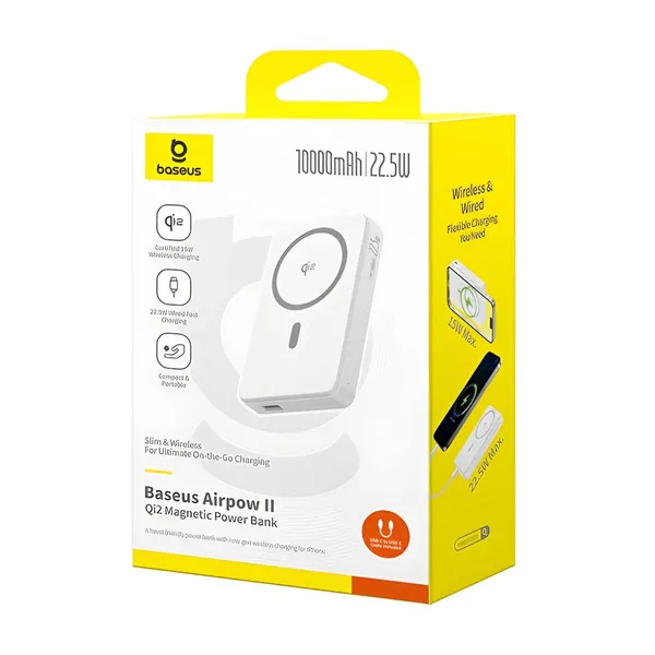 Повербанк Baseus 10000 мАч, магнитная беспроводная зарядка, 30 Вт, USB-C, черный