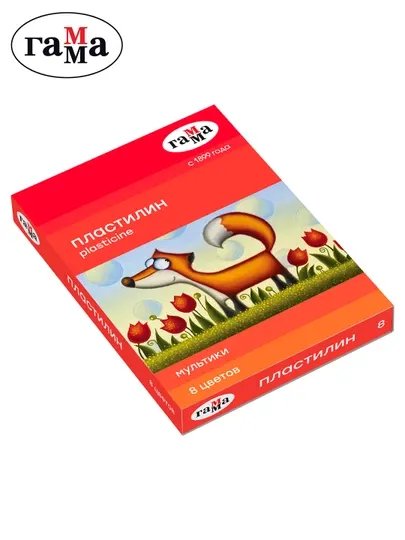 Пластилин Гамма "Мультики", 8 цветов, 160 г, со стеком, картонная упаковка, 280016