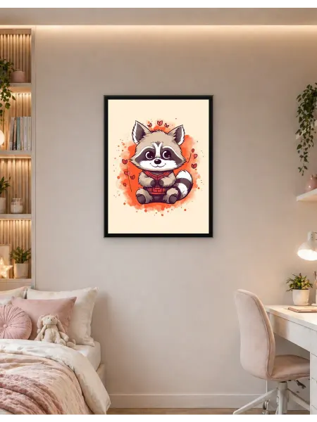 Postersbase Плакат Енот держит сердце 2 30x40