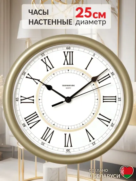 TROYKATIME Часы настенные интерьерные, декор в комнату, бесшумные 25 см