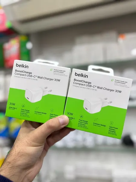 Сетевое зарядное устройство Belkin Compact USB-C 30W PD/PPS, быстрая зарядка, белое