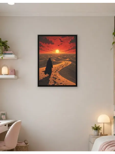 Postersbase Постер Одинокий путешественник на закате в пустыне 30x40
