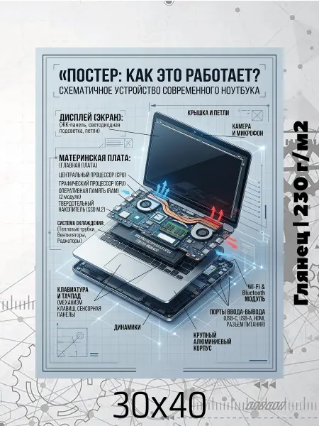 Принт-студия "Бумажный кораблик" Постер 30х40 Как это работает? Ноутбук