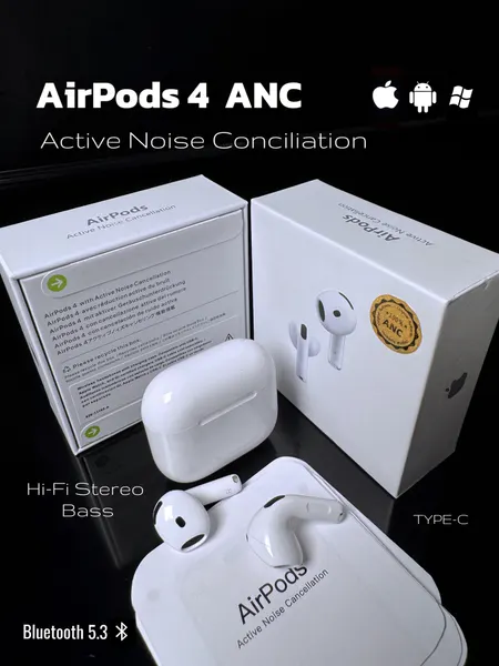 Беспроводные наушники A Pods 4 ANC с шумоподавлением и чистым звуком стерео бас Для iPhone и Android
