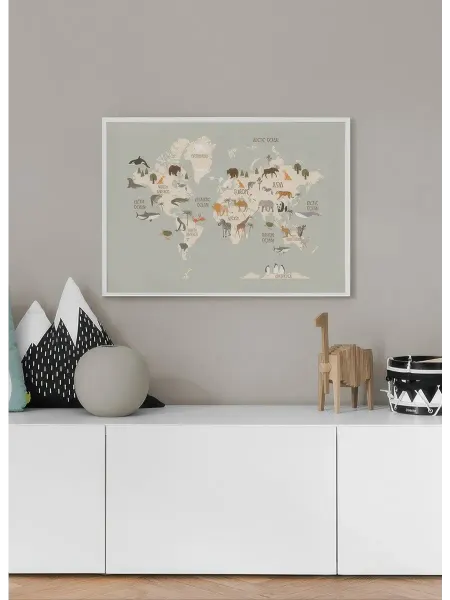 Onllyart Постер 40x50 животные карты мира