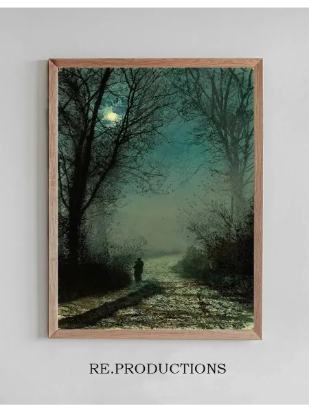 Re.productions Постер Lovers on a moonlit lane - John Atkinson Grimshaw