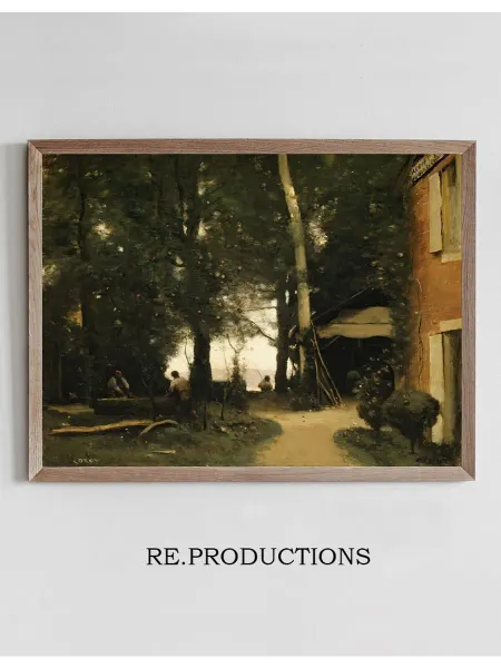 Re.productions Постер The Banks of the - Jean-Baptiste-Camille Corot