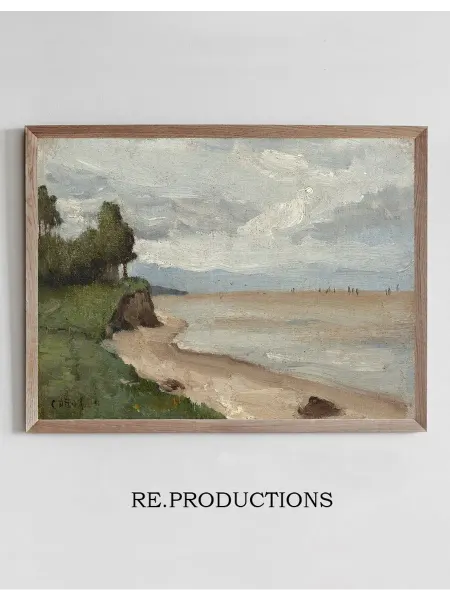 Re.productions Постер Beach near Etretat - Jean-Baptiste-Camille Corot