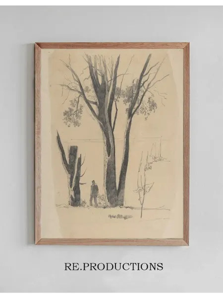 Re.productions Постер Study of Man between Trees - Odilon Redon