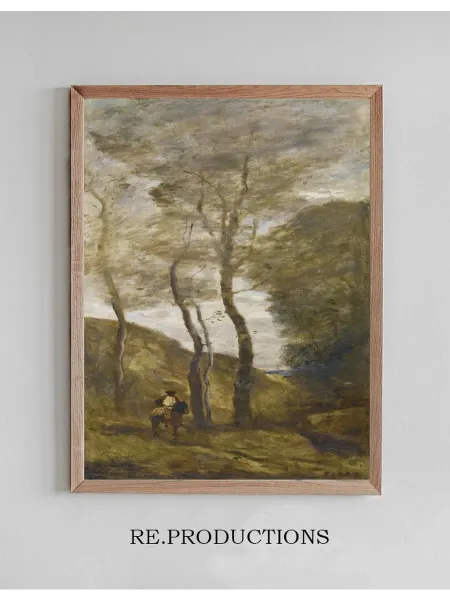 Re.productions Постер Cavalier dans une - Jean-Baptiste-Camille Corot