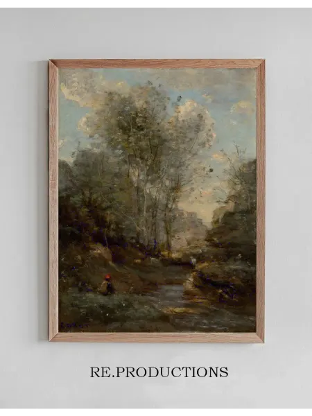 Re.productions Постер Le Vallon des Chevres - Jean-Baptiste-Camille Corot