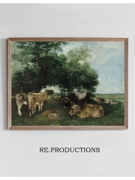 Re.productions Постер La Sieste Pendant La Saison Des - Gustave Courbet
