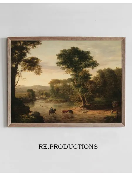 Re.productions Постер Crossing the Ford - George Inness