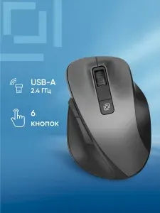 Мышь Оклик 504MW черный/серый оптическая (1600dpi) silent беспроводная USB (6but)