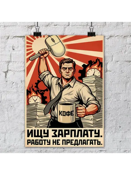 Janime Постер Ищу зарплату. Работу не предлагать