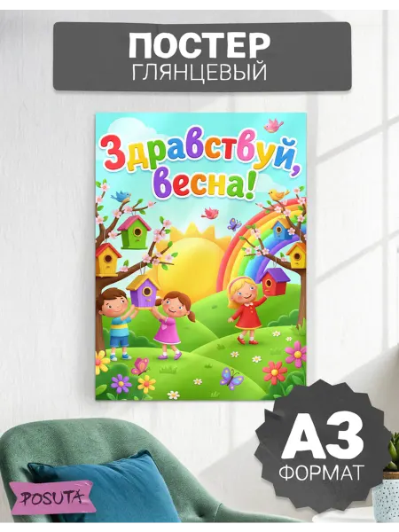 Posuta Плакат на стену для детского сада Здравствуй весна