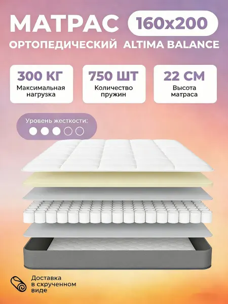 Матрас 160х200 на кровать пружина ортопедический