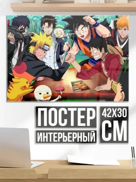 Плакат постер Аниме герои за столом