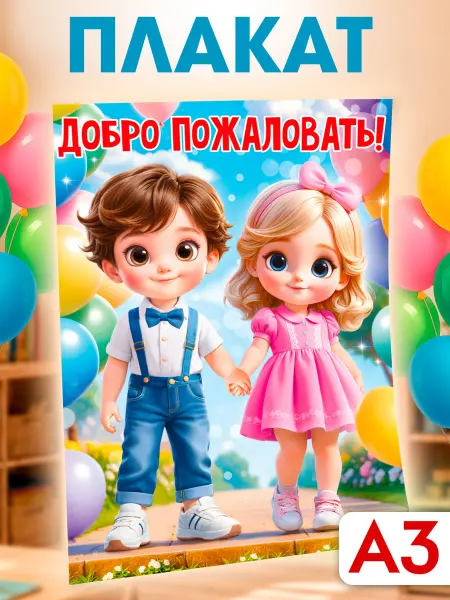 ТМ открытая планета Плакат для оформления детского сада Добро пожаловать!