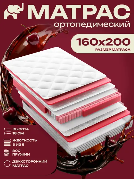 РОЗОВЫЙ СлОН Матрас Симфония 160x200 ортопедический пружинный