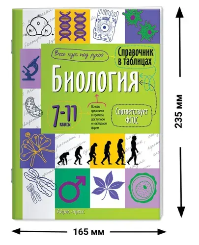 Справочник в таблицах "БИОЛОГИЯ. 7-11 класс", 16х23,5 см, 48 стр