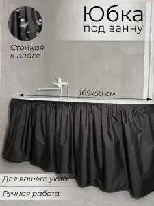 Тканевый экран под ванну 165х58, цвет черный