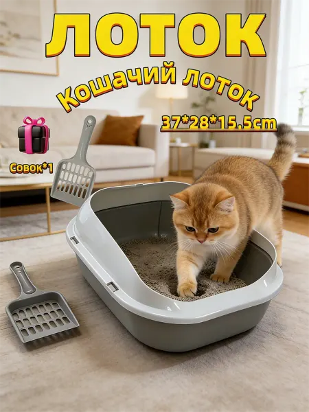 IKEA Кошачий лоток с высокими бортами Маленький размер 37*28*16CM