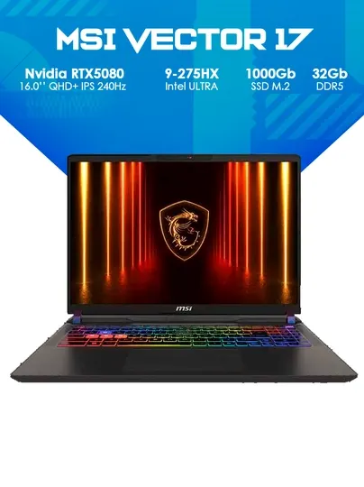 MSI Vector 17 HX AI Ultra 9-275HX 32GB 1TB SSD 16GB RTX 5080 17" QHD+ 240Hz RGB