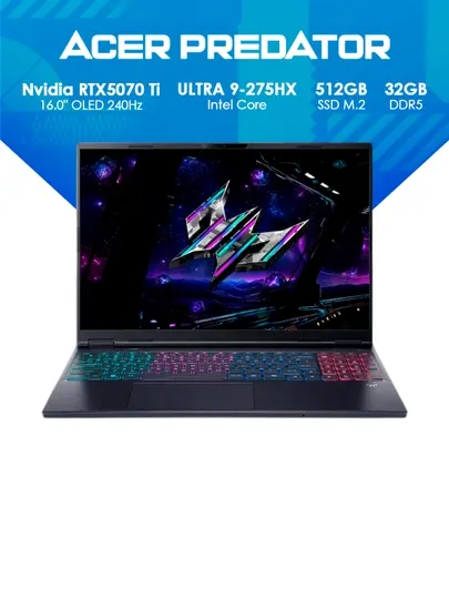 Ноутбук Acer Predator Helios 16S AI Ultra 9 RTX5070Ti OLED 240Hz