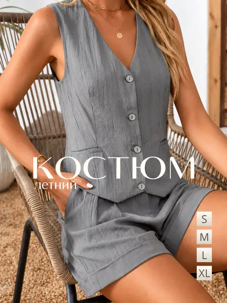 MADORR Костюм летний с жилеткой и шортами