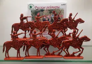 Набор солдатиков Русские конные рейтары 17 век. Уфимский солдатик 8 шт. пластик. красный