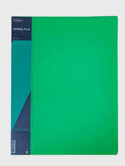 Папка Hatber, пластиковая А4 700, зеленая, 17 мм