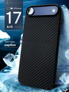 Чехол на iPhone 17 Air карбоновый с защитой камеры противоударный