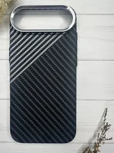 Премиум Чехол на Iphone 17 AIR Карбоновый / чёрно-серый / MagSafe