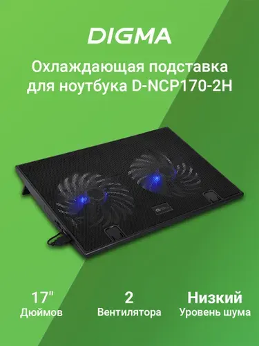Digma Охлаждающая подставка для ноутбука 17" D-NCP170-2H черный