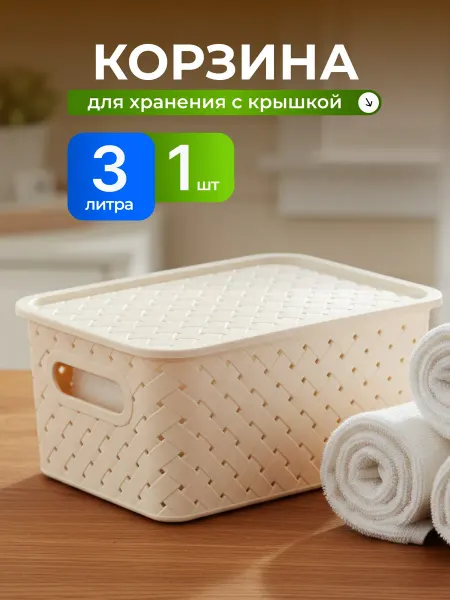 VIOLET Корзина для хранения 3 л пластик с крышкой