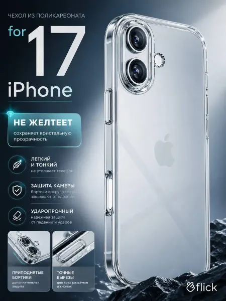 LOVRENT Чехол на iphone 17 прозрачный поликарбонат