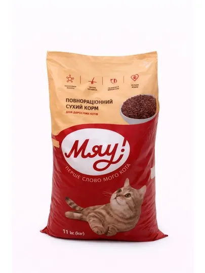 Сухой корм для кошек Мяу, 11 кг