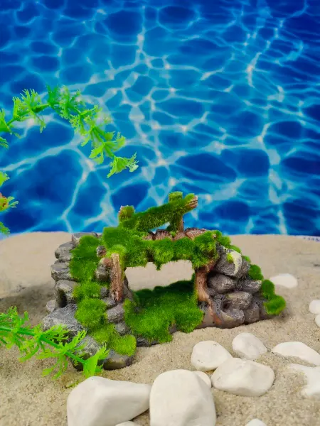 ZooAqua Декор для аквариума Мост со мхом 17x10x13 см