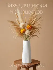 Ваза для сухоцветов и декора, Гипс, 18 см, Белый