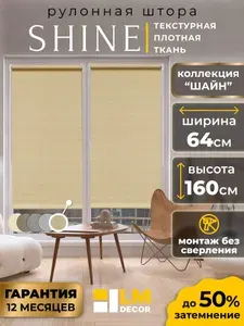 Рулонные шторы LmDecor 64х160 см, жалюзи на окна 64 ширина, рольшторы
