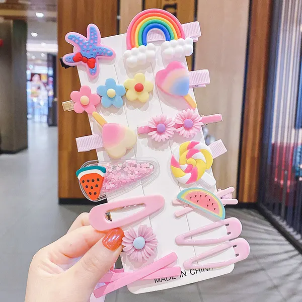 Заколки для девочек детские "Croco Gifts" зажимы и клик-клак 14 штук набор