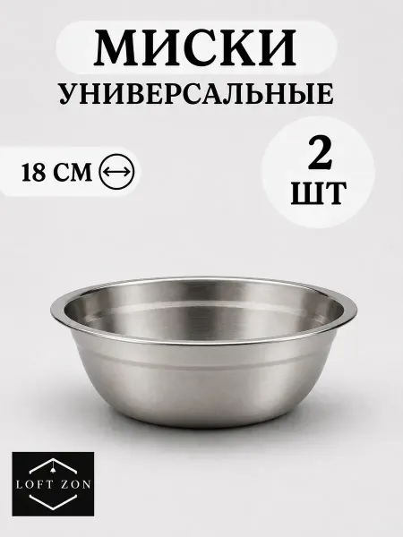 Миска, тарелка глубокая из нержавеющей стали 18 см, 700 мл